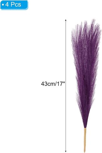 PATIKIL 17 Inch Faux Pampas Grass, 4 Pcs Boho Decor for Home Decoration Artificial Tall Fluffy Stems for Wedding Flower Party Vase Arrangement Centerpieces, Dark Green in Saudi Arabia