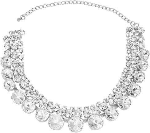 fxmimior 3Tier Boho Fashion Prom Big Shinny Rhinestones Choker Necklace Dainty Layered Sexy Body Chain Choker Necklace for Women Dainty Choker Necklace Halloween Christmas Necklace Jewelry Gift for Women in Saudi Arabia