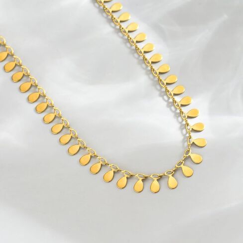 18K Gold Plated Beaded Necklaces for Women Dainty Circle Coin Butterfly Star Drop Cute Tassel Choker Chain Trendy Stainless Steel Jewelry in Saudi Arabia