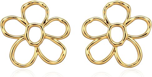 LecAit Summer Dainty Daisy Flower Earring Hollowed out Flower Stud 925 Sterling Silver Post Minimalism Earring for Women Girls in Kuwait