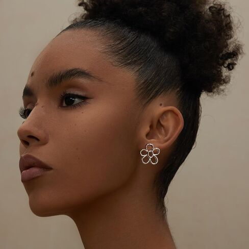 LecAit Summer Dainty Daisy Flower Earring Hollowed out Flower Stud 925 Sterling Silver Post Minimalism Earring for Women Girls in Kuwait