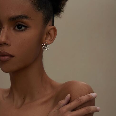 LecAit Summer Dainty Daisy Flower Earring Hollowed out Flower Stud 925 Sterling Silver Post Minimalism Earring for Women Girls in Kuwait