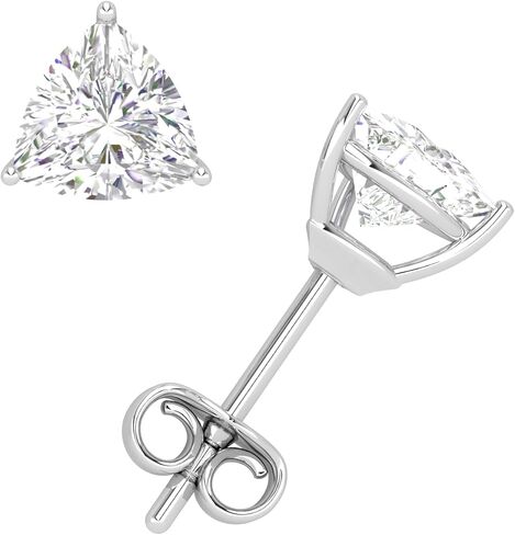 Moissanite Stud Earrings, 0.5ct-2ct D Color VVS1 Clarity Lab Grown Diamond Moissanite 14K White Gold Plated Sterling Silver Moissanite Push Back Earrings For Women in Kuwait