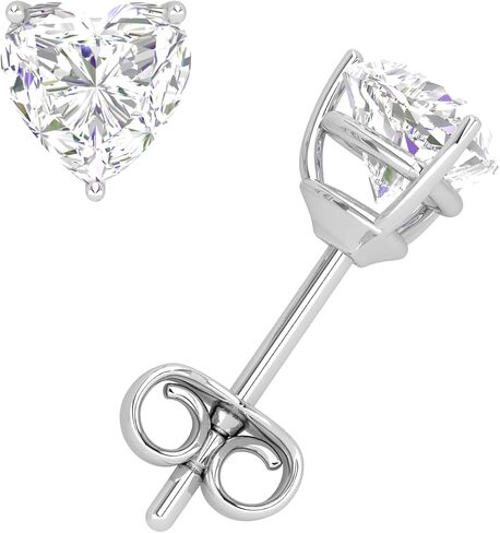 Moissanite Stud Earrings, 0.5ct-2ct D Color VVS1 Clarity Lab Grown Diamond Moissanite 14K White Gold Plated Sterling Silver Moissanite Push Back Earrings For Women in Kuwait