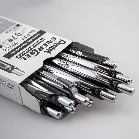 Pentel EnerGel Permanent Security Pen Black 0.7mm Pack of 12 BLP77-AX in Saudi Arabia