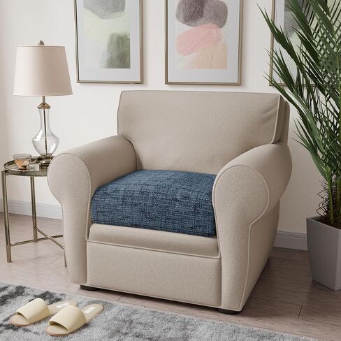 PAULATO BY GA.I.CO. Couch Cushion Cover - Sofa Cushion Cover - T-Cushion & Box Cushion Slipcover - Replacement Sofa Cushion Protector - Stretch Seating Cover - Microfibra Print - Venezia Blue in Kuwait