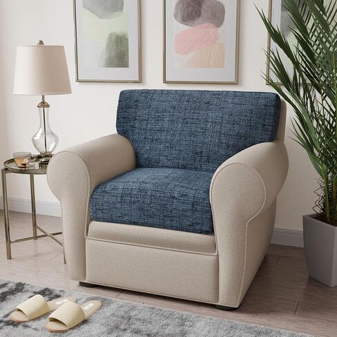 PAULATO BY GA.I.CO. Couch Cushion Cover - Sofa Cushion Cover - T-Cushion & Box Cushion Slipcover - Replacement Sofa Cushion Protector - Stretch Seating Cover - Microfibra Print - Venezia Blue in Kuwait