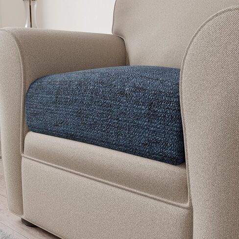 PAULATO BY GA.I.CO. Couch Cushion Cover - Sofa Cushion Cover - T-Cushion & Box Cushion Slipcover - Replacement Sofa Cushion Protector - Stretch Seating Cover - Microfibra Print - Venezia Blue in Kuwait