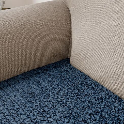 PAULATO BY GA.I.CO. Couch Cushion Cover - Sofa Cushion Cover - T-Cushion & Box Cushion Slipcover - Replacement Sofa Cushion Protector - Stretch Seating Cover - Microfibra Print - Venezia Blue in Kuwait