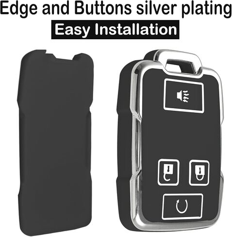 for chevrolet key fob cover with metal/leather keychain,TPU 4 Buttons Key case,compatible with Colorado Silverado Suburban Tahoe Silverado Remote smart Key,car Key Accessories,Red in Saudi Arabia
