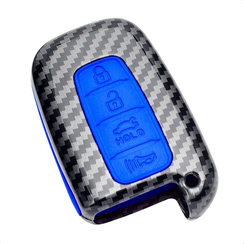 Key Fob Case Black Cover Compatible with Hyundai Azera Elantra GT EQUUS Genesis Coupe Santa FE Sonata Tucson Veloster for KIA Borrego Forte Sorento Soul SPORTAGE 4 Button Keyless in Saudi Arabia