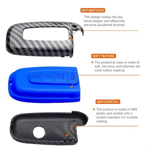 Key Fob Case Black Cover Compatible with Hyundai Azera Elantra GT EQUUS Genesis Coupe Santa FE Sonata Tucson Veloster for KIA Borrego Forte Sorento Soul SPORTAGE 4 Button Keyless in Saudi Arabia