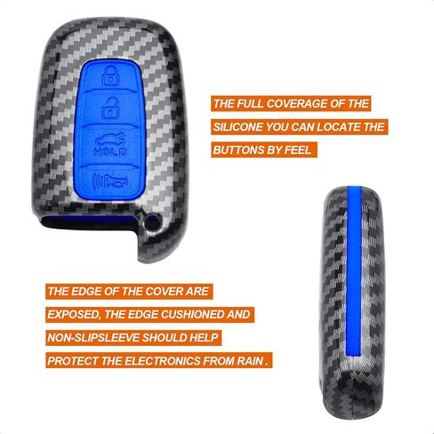 Key Fob Case Black Cover Compatible with Hyundai Azera Elantra GT EQUUS Genesis Coupe Santa FE Sonata Tucson Veloster for KIA Borrego Forte Sorento Soul SPORTAGE 4 Button Keyless in Saudi Arabia