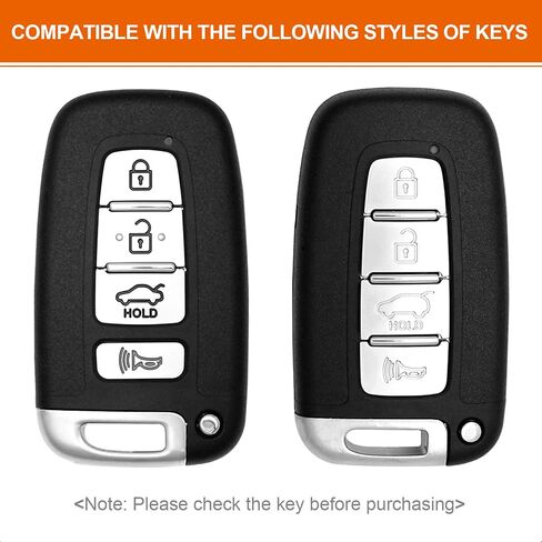 Key Fob Case Black Cover Compatible with Hyundai Azera Elantra GT EQUUS Genesis Coupe Santa FE Sonata Tucson Veloster for KIA Borrego Forte Sorento Soul SPORTAGE 4 Button Keyless in Saudi Arabia
