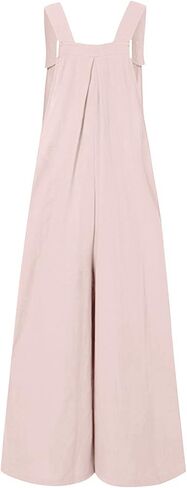 Womens Overalls Casual Floral Print Sleeveless Jumpsuit Plus Size High Waist Wide Leg Romper Jumpsuits with Pockets in Saudi Arabia