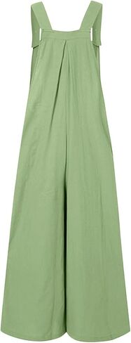 Womens Overalls Casual Floral Print Sleeveless Jumpsuit Plus Size High Waist Wide Leg Romper Jumpsuits with Pockets in Saudi Arabia