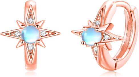 Star Earrings for Women 925 Sterling Silver Star Moonstone Hoop Earrings Small Hoop Earrings Moonstone Jewelry Gifts for Women in Kuwait