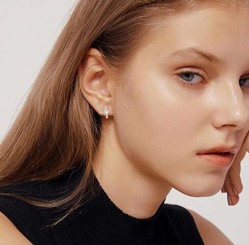 Star Earrings for Women 925 Sterling Silver Star Moonstone Hoop Earrings Small Hoop Earrings Moonstone Jewelry Gifts for Women in Kuwait