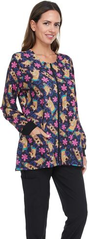 Scooby-Doo Women's All Over Print Scrub Jacket with Zipper and Pockets - Comfortable Work Uniform in Saudi Arabia