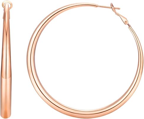 Large Hoop Earrings for Women - 14k Real Gold/Rose Gold/Silver Plated with 925 Sterling Silver Post Chunky Hoops Earrings - Lightweight & Hypoallergenic Big Thick Hoop Earrings in Saudi Arabia