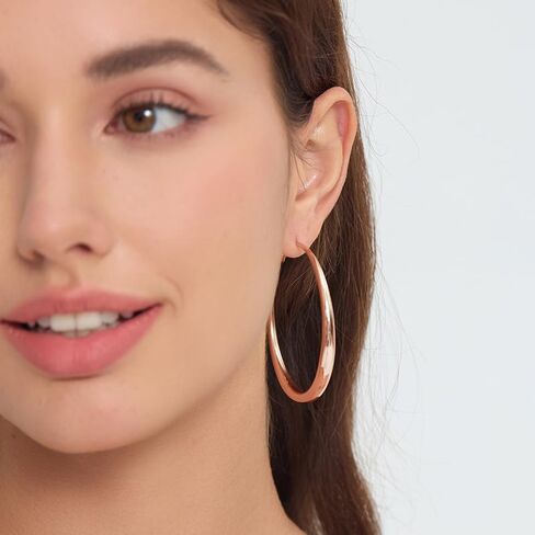 Large Hoop Earrings for Women - 14k Real Gold/Rose Gold/Silver Plated with 925 Sterling Silver Post Chunky Hoops Earrings - Lightweight & Hypoallergenic Big Thick Hoop Earrings in Saudi Arabia
