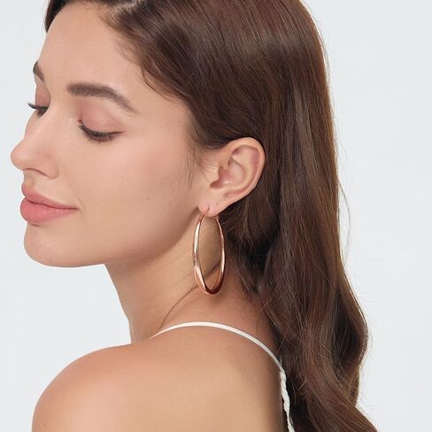 Large Hoop Earrings for Women - 14k Real Gold/Rose Gold/Silver Plated with 925 Sterling Silver Post Chunky Hoops Earrings - Lightweight & Hypoallergenic Big Thick Hoop Earrings in Saudi Arabia