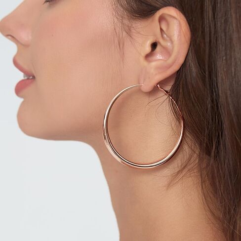 Large Hoop Earrings for Women - 14k Real Gold/Rose Gold/Silver Plated with 925 Sterling Silver Post Chunky Hoops Earrings - Lightweight & Hypoallergenic Big Thick Hoop Earrings in Saudi Arabia