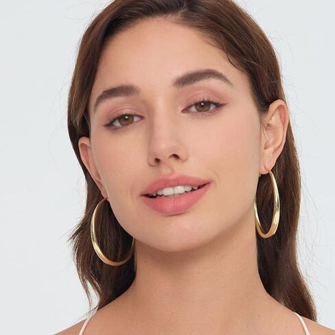 Large Hoop Earrings for Women - 14k Real Gold/Rose Gold/Silver Plated with 925 Sterling Silver Post Chunky Hoops Earrings - Lightweight & Hypoallergenic Big Thick Hoop Earrings in Saudi Arabia