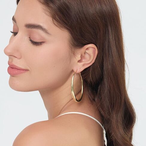 Large Hoop Earrings for Women - 14k Real Gold/Rose Gold/Silver Plated with 925 Sterling Silver Post Chunky Hoops Earrings - Lightweight & Hypoallergenic Big Thick Hoop Earrings in Saudi Arabia