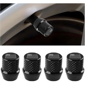 4PCS Car Tire Valve Stem Caps, Leakproof American Flag Automotive Tire Air Valves Stem Cover, Corrosion Resistant Vehicle Tire Air Caps Protector, Universal for RV, SUV, Truck (Yellow)