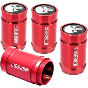 Red Tire Valve Caps 4 Pack, Aluminum Alloy Dustproof and Air Leakage Proof, Universal Valve Stem Covers for Cars, Trucks and SUV