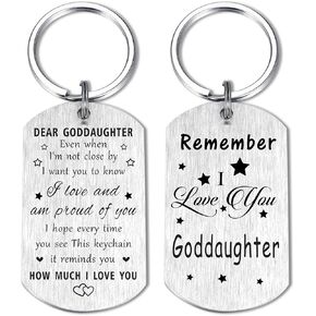 Resdink Goddaughter Keychain Gifts - to My Dear Goddaughter, I Love You Goddaughter Birthday Key Chain, Best Graduation Gifts for Our Goddaughter Teen Girl, Valentines for Adult Goddaughter