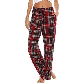 Vlazom Women Plaid Pajama Pants Comfy Lounge Pants Sleep Pj Bottoms Jogger Trousers with Pockets Drawstring