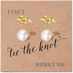 1/3/4/5/6Pcs Bridesmaid Proposal Gifts,18K Gold Plated Stud Earrings, AAA+ Shell Pearl Bridesmaid Earrings from Bride for Wedding Party