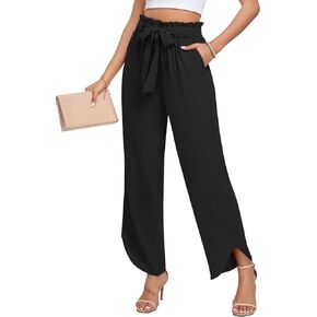 DILIUXING Womens High Waist Pants Wide Leg Adjustable Knot Loose Casual Trousers Business Work Pants with Pockets