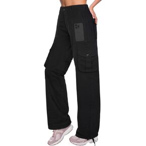 🏆 High Waist Stretch Cargo Pants Women 6 Pockets Relaxed Fit Straight Wide Leg Y2K Pants