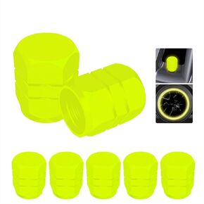 Tire Valve Caps, Valve Stem Caps for Car - 5 Pack Glowing Tire Caps, Easy to Install Universal Tire Air Cap for Cars, Trucks, SUVs (Yellow)