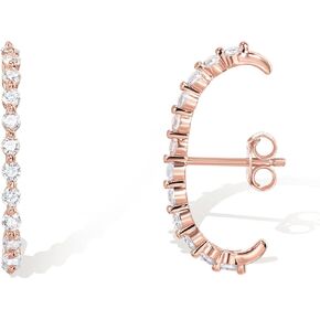PAVOI 14K Gold Plated 925 Sterling Silver Post Minimalist Suspender Ear Cuff Earrings for Women | Wrap Earlobe Studs
