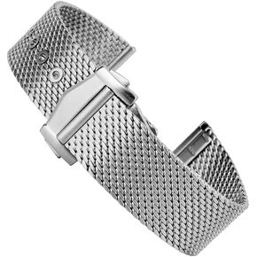 watchdives Watch Band Stainless Steel Mesh Straps for Men, 20mm Mesh Bracelet Adjustable Woven Metal Straps (20mm / new clasp)