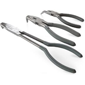 Angled Long Needle Nose Pliers 3 Pcs Set – 11" & 7" & 6" 90/45 Degree Bent Nose Pliers