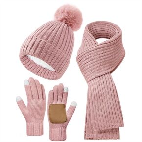 American Trends Winter Beanie Hat Scarf Gloves Set