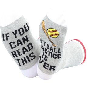 ZJXHPO Softball Crew Sock Softball Player Lover Coach Gift Softball Practice Is Over Novelty Sock Softball Team Gift