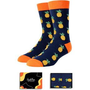 Funny Pineapple Gifts Men Hawaiian Gifts - Fertility Gifts for Teens, Novelty Pineapple Socks, Fruit Socks Orange