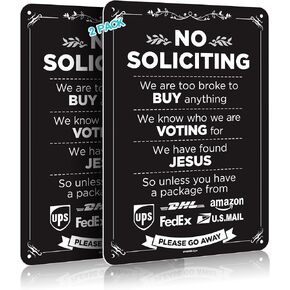 2 Pack No Soliciting Sign for House Funny 8" X 5" No Soliciting Yard Sign, Bigger Premium PVC, Sun-proof, Rust-free