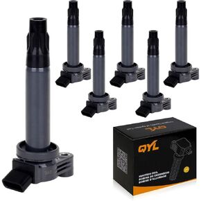 QYL Set of 6 Ignition Coil Pack Compatible with Camry Highlander Solara Es330 Rx330 Rx400H 2004 2005 2006 2007 2008 Sienna Highlander Solara Lexus Coils 3.3L V6 Replaces# UF430 UF506 9091902246