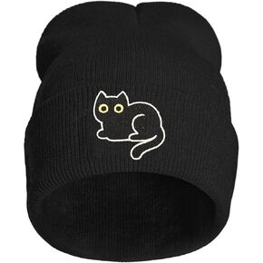 Embroidery Beanie Hat,Winter Warm Knit Cuffed Skull Cap for Men Women in Kuwait