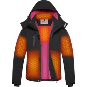 VERGOO Graphene Heated Waterproof Jackets for Women with Hood Included 16000mAh Battery Pack