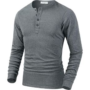 Derminpro Men's Henley Cotton Casual Short/Long Sleeve Lightweight Button T-Shirts