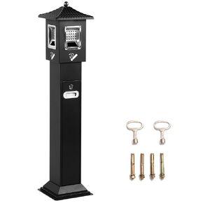 AIWFL 47" Stainless Steel Trash Can Outdoor Standing Trash Bin Large Capacity Waste Basket Garbage Bin for Patio Yard Park Pub Garage(Black)