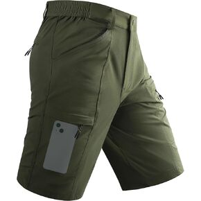 TACVASEN Men's Cargo Shorts Quick Dry Lightweight Elastic Waist 5 Zipper Pockets 10" Shorts Outdoor Fishing Hiking Golf